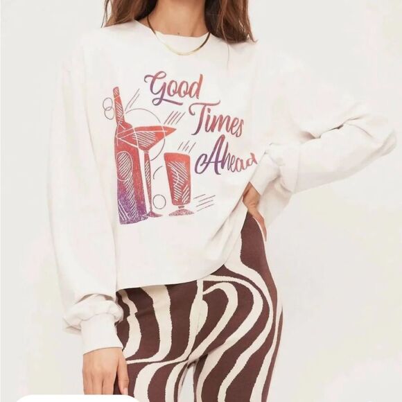 Project Social T Good Times Ahead Sweatshirt In Vintage White - Picture 1 of 6